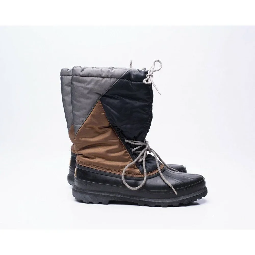 Vintage Sorel Mens Black Gold Gray Snow Boots Sz 9 10 Felt Lining Lace Up